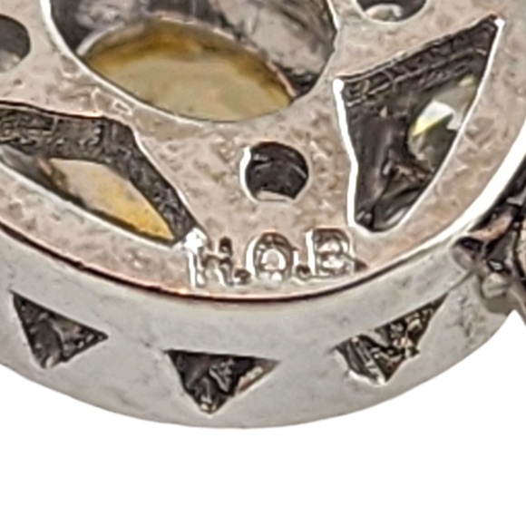 18K White & Yellow Gold Yellow White Diamond Halo Drop Pendant #19038 - Picture 6 of 9